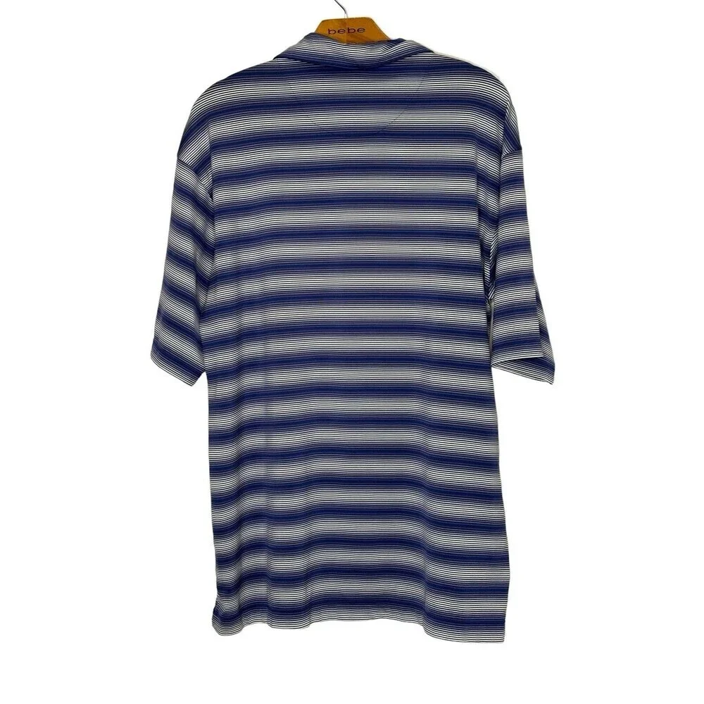 Nike Polo Shirt Mens Sz Large Multicolor Striped Dri Fit Golf Collared Pullover